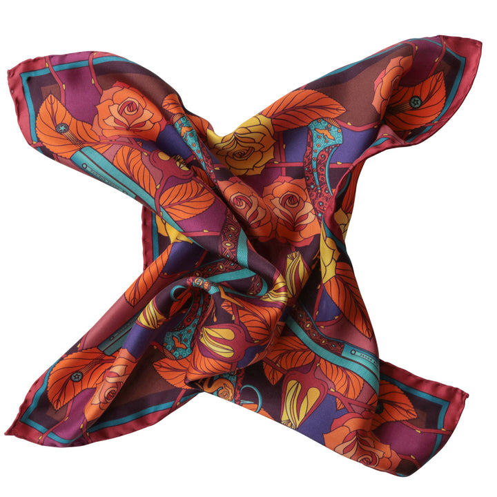 Guns and Roses, Ottoman Antique Flintlock, Designer Silk Scarves, Guns Floral Print, Foulard, Luxury Silk Scarf, Silk Square, Luxury Accessories Brand, British Fashion Brand, Made in England