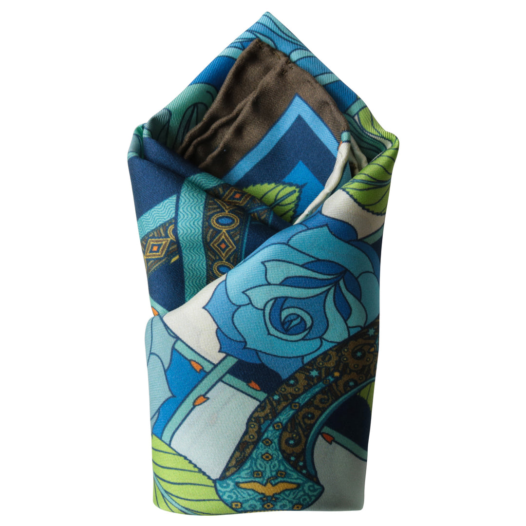 Guns and Roses, Ottoman Antique Flintlock, Designer Pocket Square, Guns Floral Print, Pochette, Luxury Handkerchief, Silk Square, Luxury Gift, Made in England