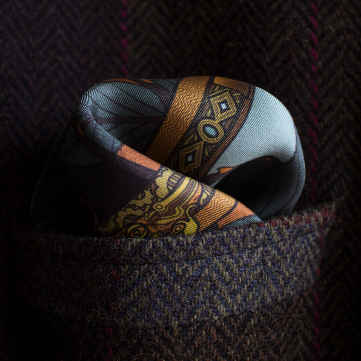 Guns and Roses, Ottoman Antique Flintlock, Designer Pocket Square, Guns Floral Print, Pochette, Luxury Handkerchief, Silk Square, Luxury Gift, Made in England