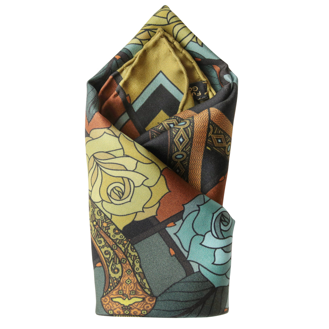 Guns and Roses, Ottoman Antique Flintlock, Designer Pocket Square, Guns Floral Print, Pochette, Luxury Handkerchief, Silk Square, Luxury Gift, Made in England