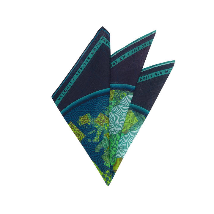 Luxury Pocket Square, Earth, Planet Gaia, Gift Ideas Nature, Luxury Gift UK, London, Brighton, Environmental Gift