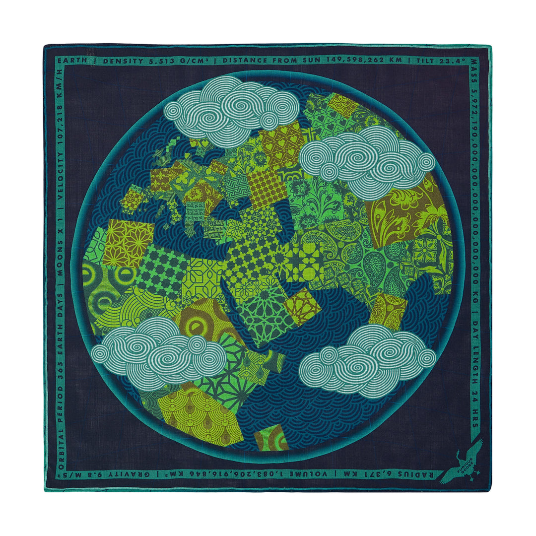 Luxury Pocket Square, Earth, Planet Gaia, Gift Ideas Nature, Luxury Gift UK, London, Brighton, Environmental Gift