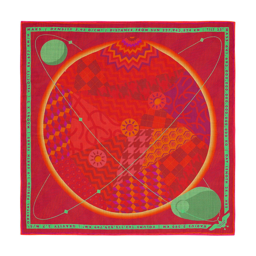 Luxury Pocket Square, Mars, Planet Mars, Aries, Gift Ideas Aries, Luxury Gift UK, London, Brighton, Space Gift