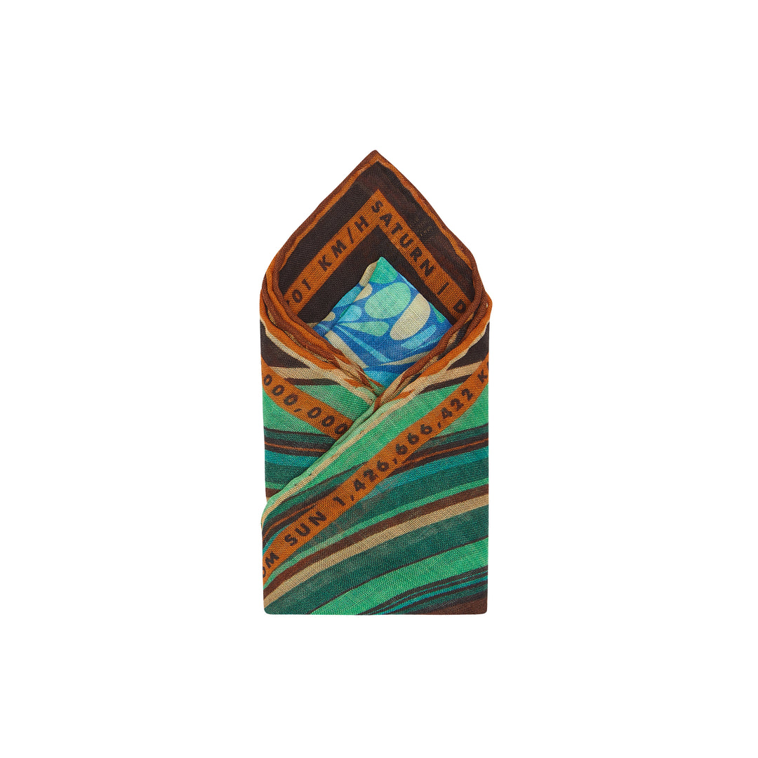 Luxury Pocket Square, Saturn, Planets, Gift Ideas Science, Luxury Gift UK, London, Brighton, Capricorn Aquarius Gift