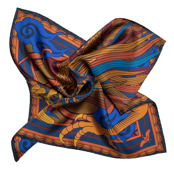Pocket Square, Pocket Chief, Silk Square, Pochette, Dragon, Chinoiserie, Chinese Dragon, Lucky Pocket Squares, Silk Handkerchief, UK, London