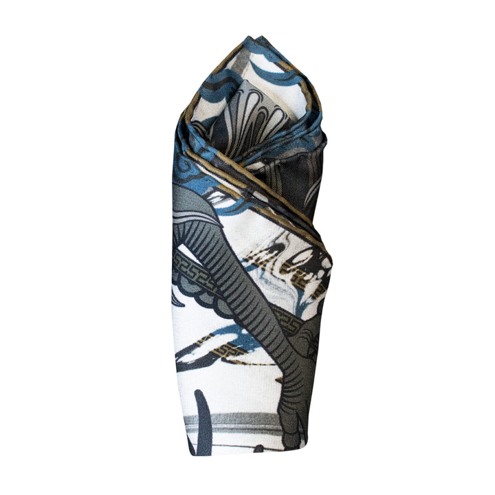 Dragon pattern, modern trends, 100% silk, sustainable, luxury brand