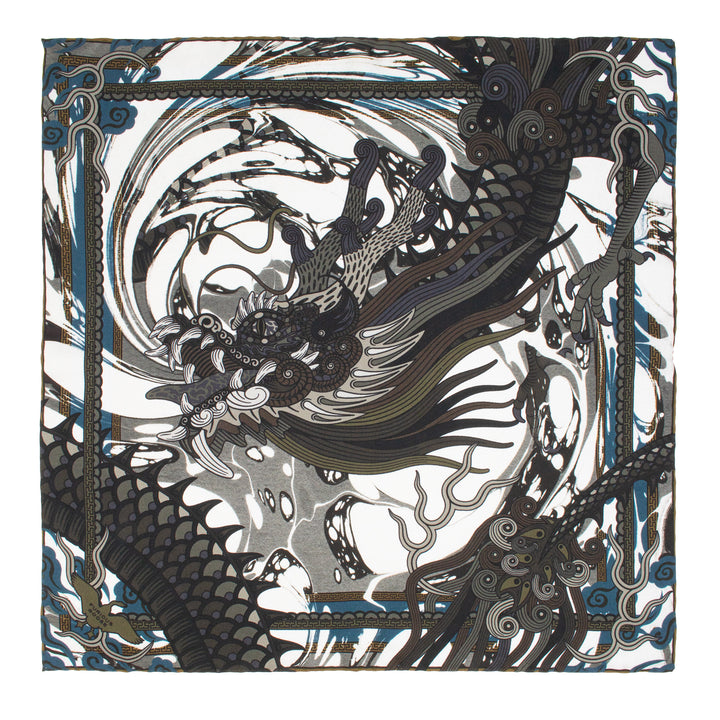 Dragon Pocket Square, Silk Hank, Dragons, Chinoiserie, Bold Accessories, Made in England, UK, London