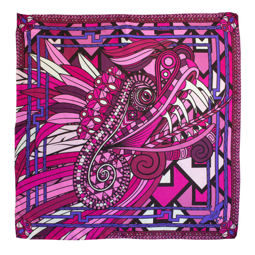 Dragon pocket square, bright and bold colours, 100% silk, modern fashion trends