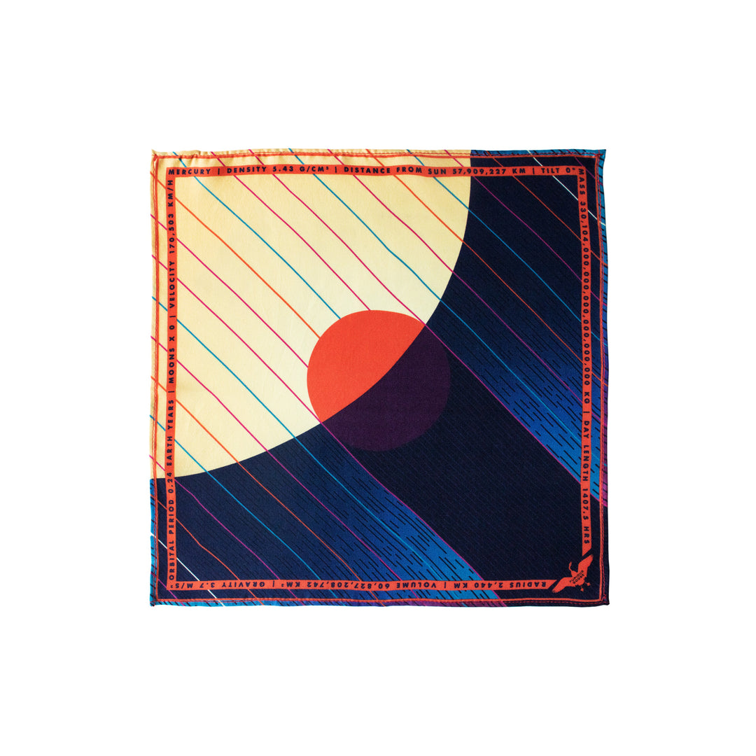 Luxury Pocket Square, Mercury, Planet Mercury, Hermes, Gift Ideas Gemini, Gift Ideas Virgo, Luxury Gift UK, London, Brighton, Space Gift