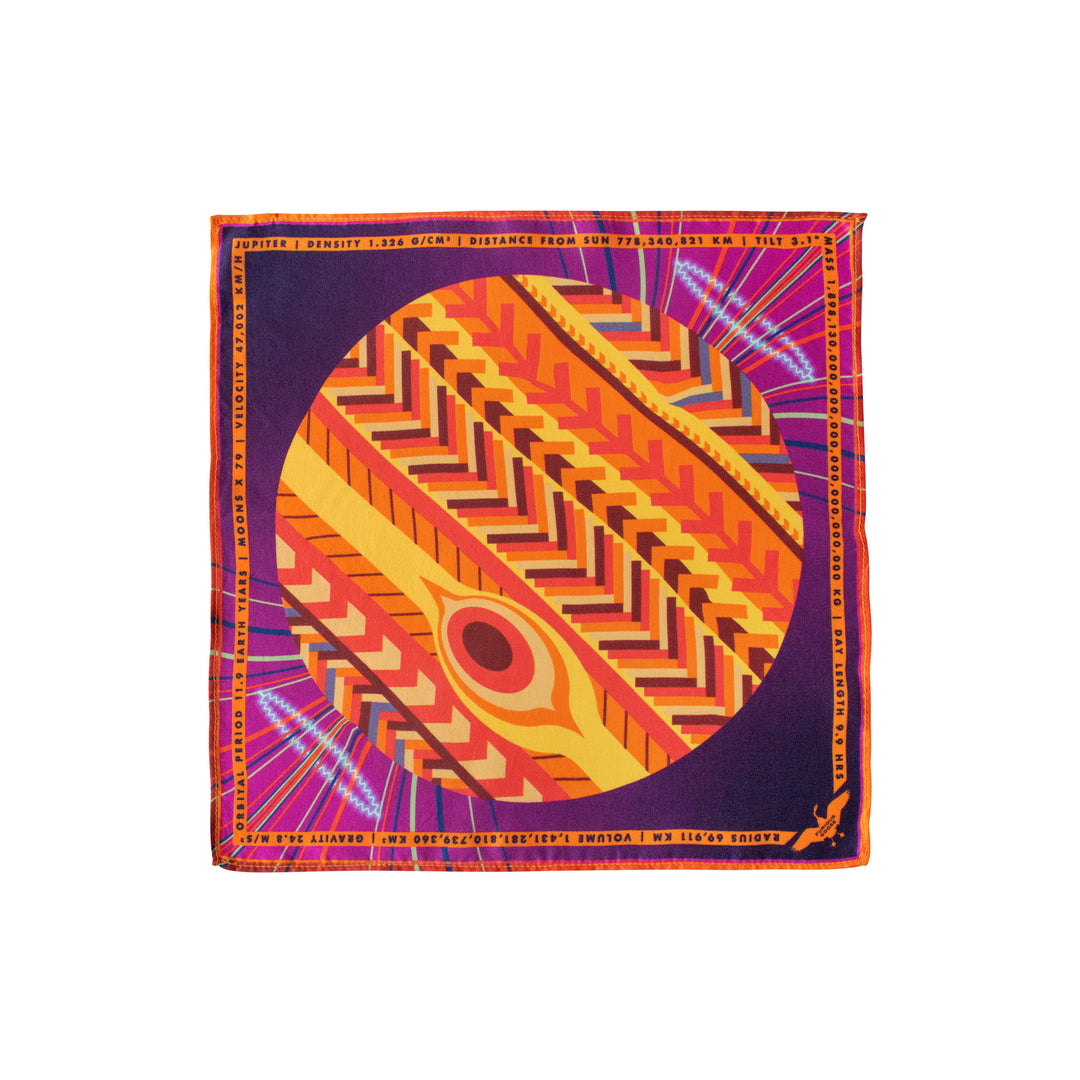 Luxury Pocket Square, Jupiter, Planet Jove, Gift Ideas Science, Luxury Gift Sagittarius UK, London, Brighton, Sagittarius Gift