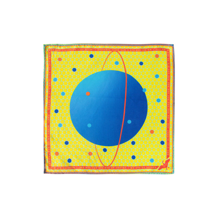 Uranus Pocket Square, Aquarius Gifts, Polka Dot, Yellow, Blue, Science Gift, Luxury Gift, Made in UK, Silk Pocket Square, Luxury Accessory London