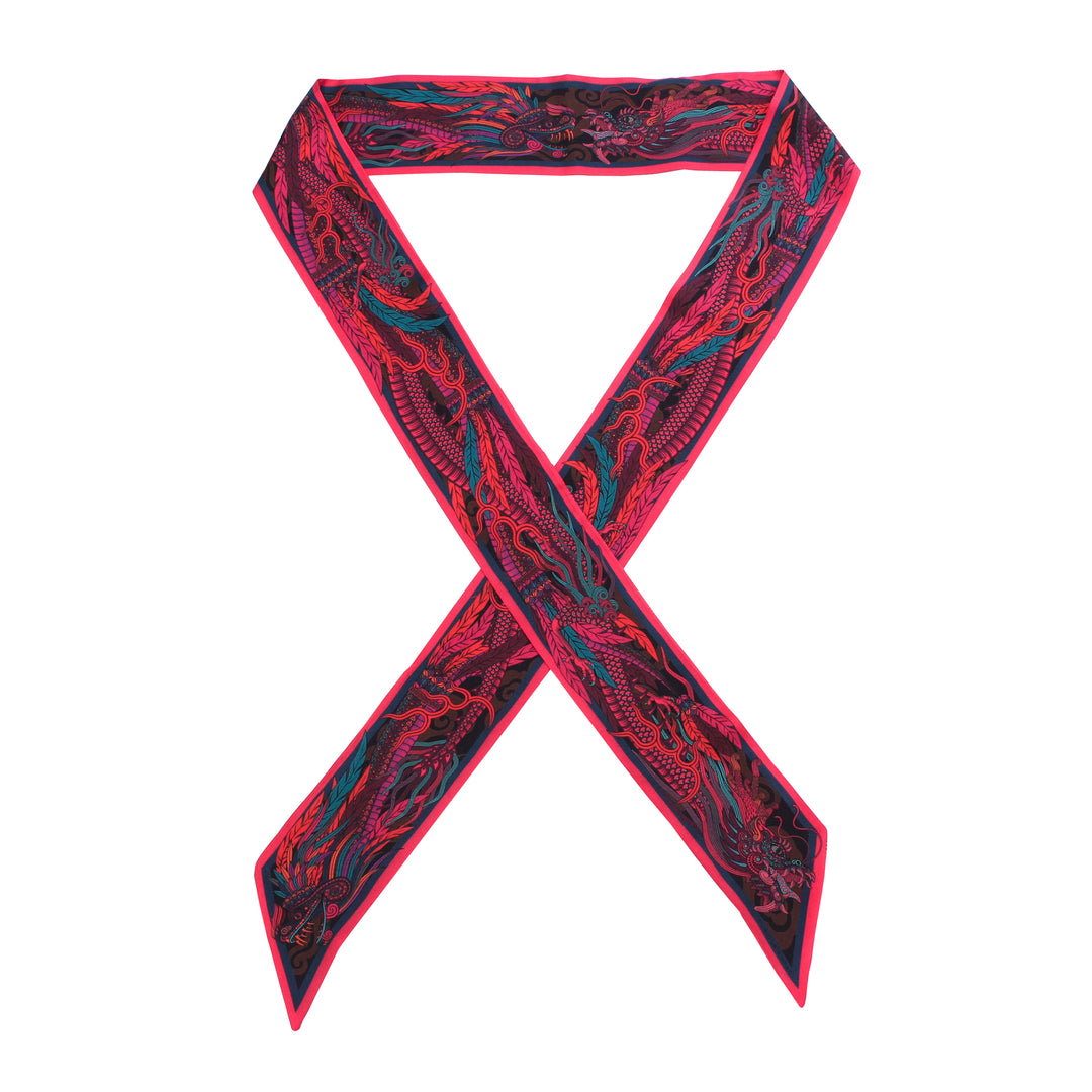 Dragon Scarf, Ribbon Scarf, Twilly Scarf, Luxury Accessory, Silk Scarf UK