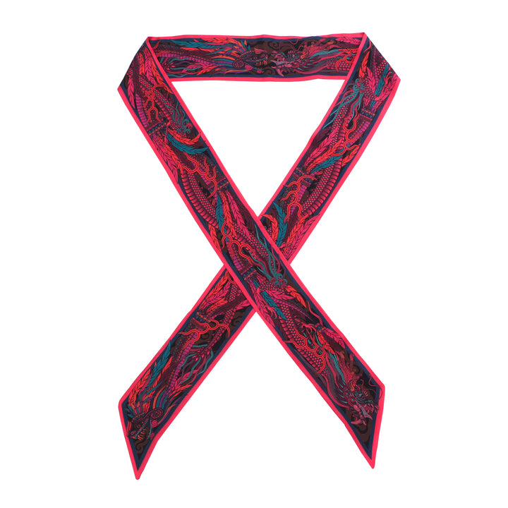 Dragon Scarf, Ribbon Scarf, Twilly Scarf, Luxury Accessory, Silk Scarf UK