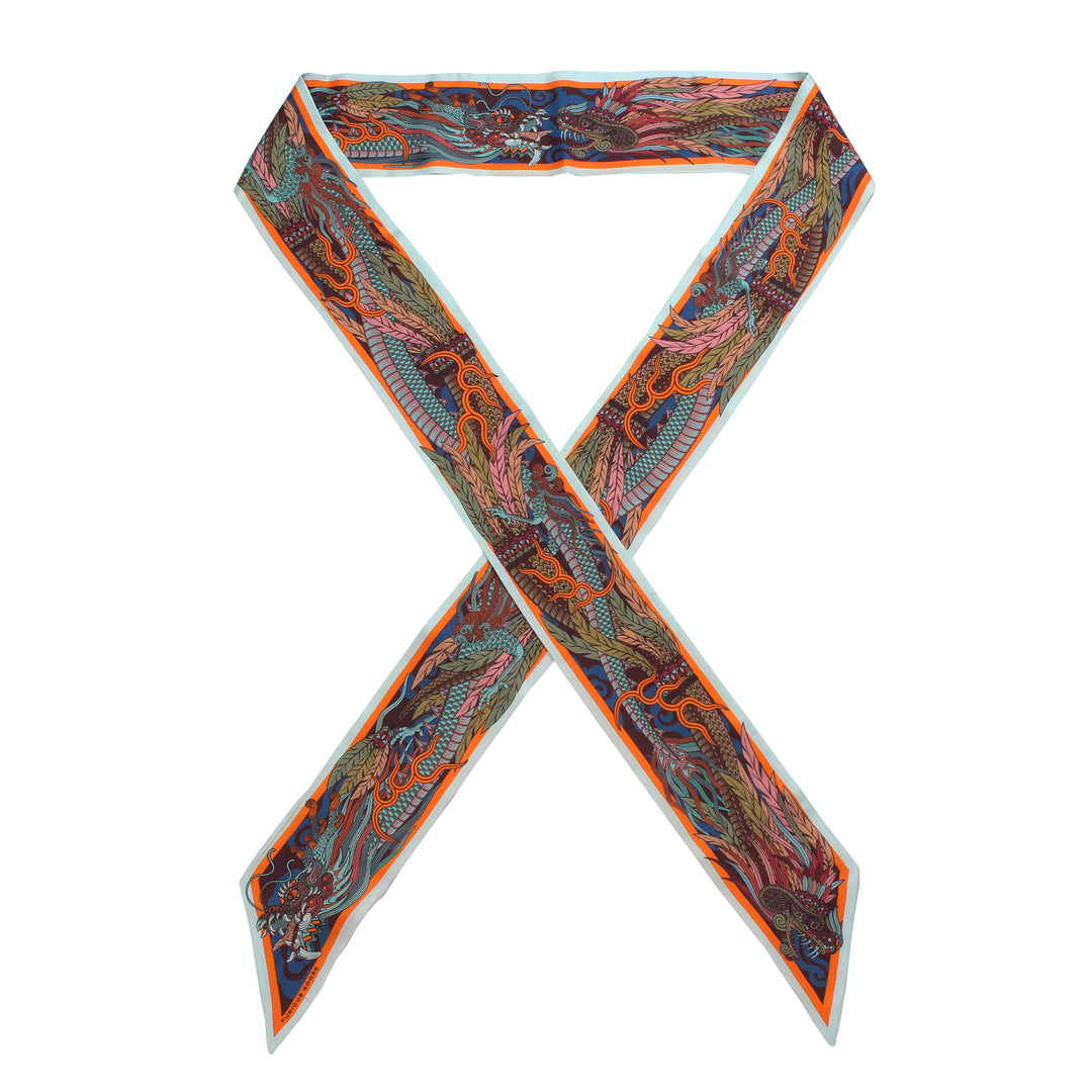 Dragon Scarf, Ribbon Scarf, Twilly Scarf, Luxury Accessory, Silk Scarf UK