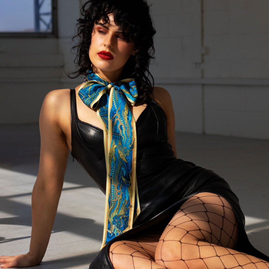 Ribbon Scarf, Twilly, Dragons, Pussy Bow, Luxury Scarf