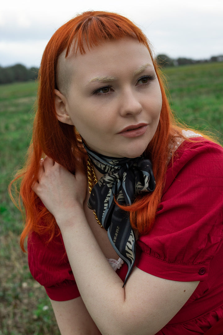 Silk Scarf, Tiger Print, Twilly, Animal Prints, Lavalliere, Pussy Bow, Luxury Accessory, London Fashion, Slow Fashion, Bespoke