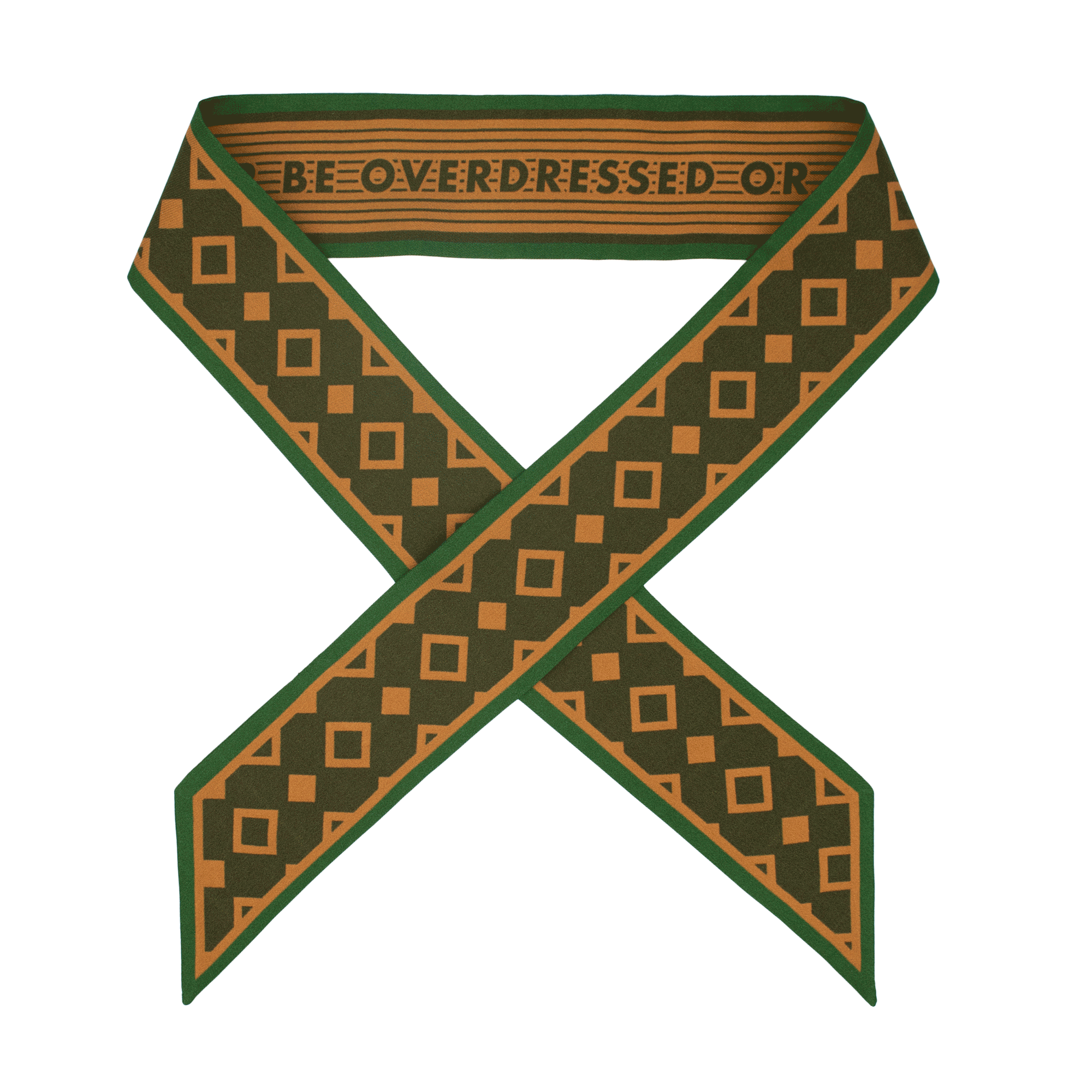 Oscar Wild Hat Ribbon, Green Gold Silk Ribbon Scarf Twillie, London UK