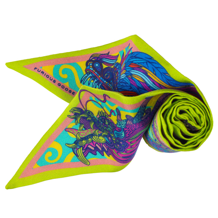 Dragon Scarf, Ribbon Scarf, Lavalièrre, Pussy Bow, Twilly Scarf, Luxury Silk Scarf, Made in UK