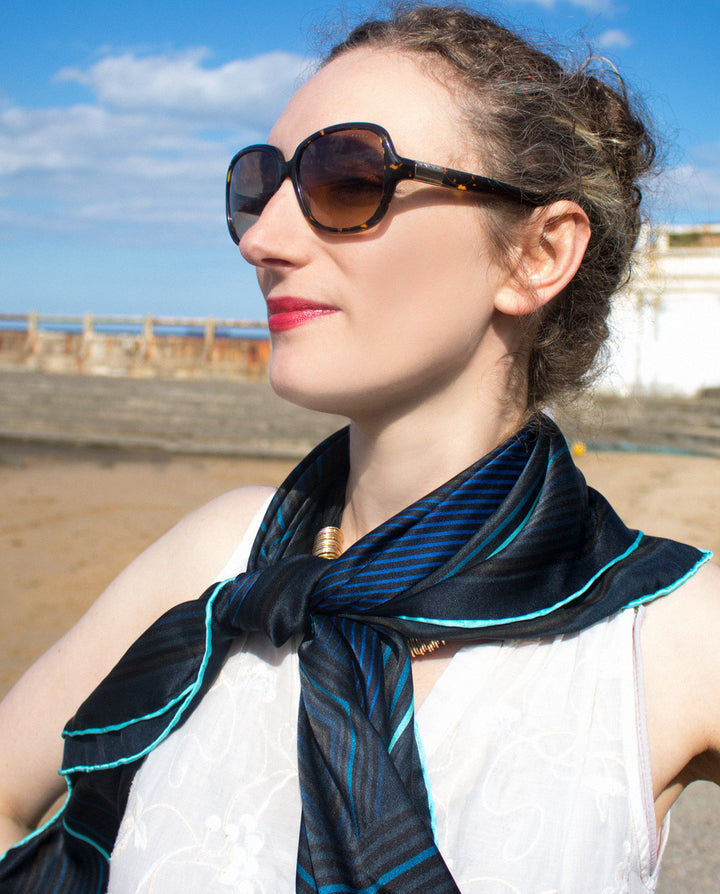 Silk Scarf, Satin Scarf, Silk Scarves UK, Designer Scarf, London, Brighton, Luxury Gift Idea, Hand rolled hem, Made in England