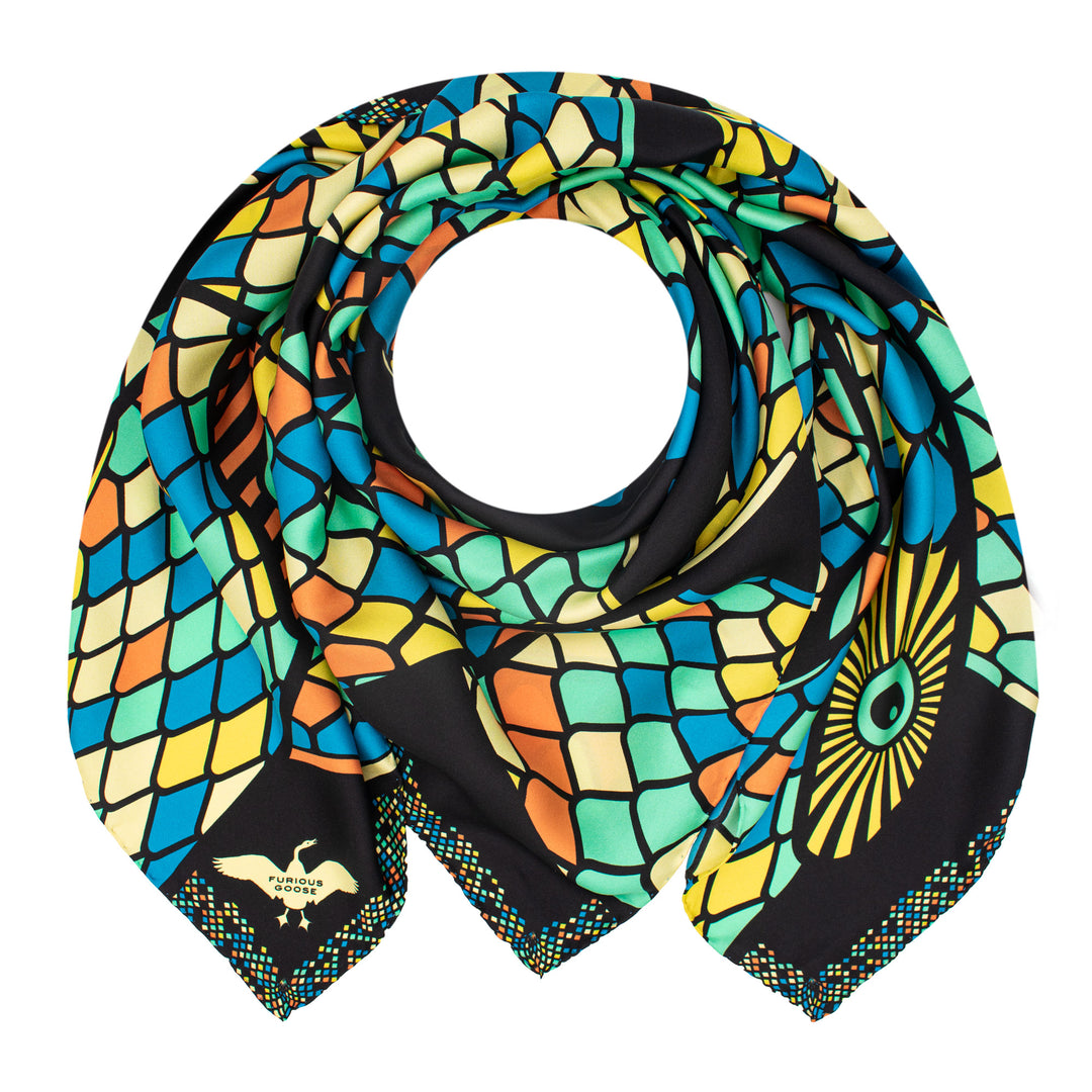 Scarf London, Silk Scarf, Ouroboros, Luxury Scarves UK.