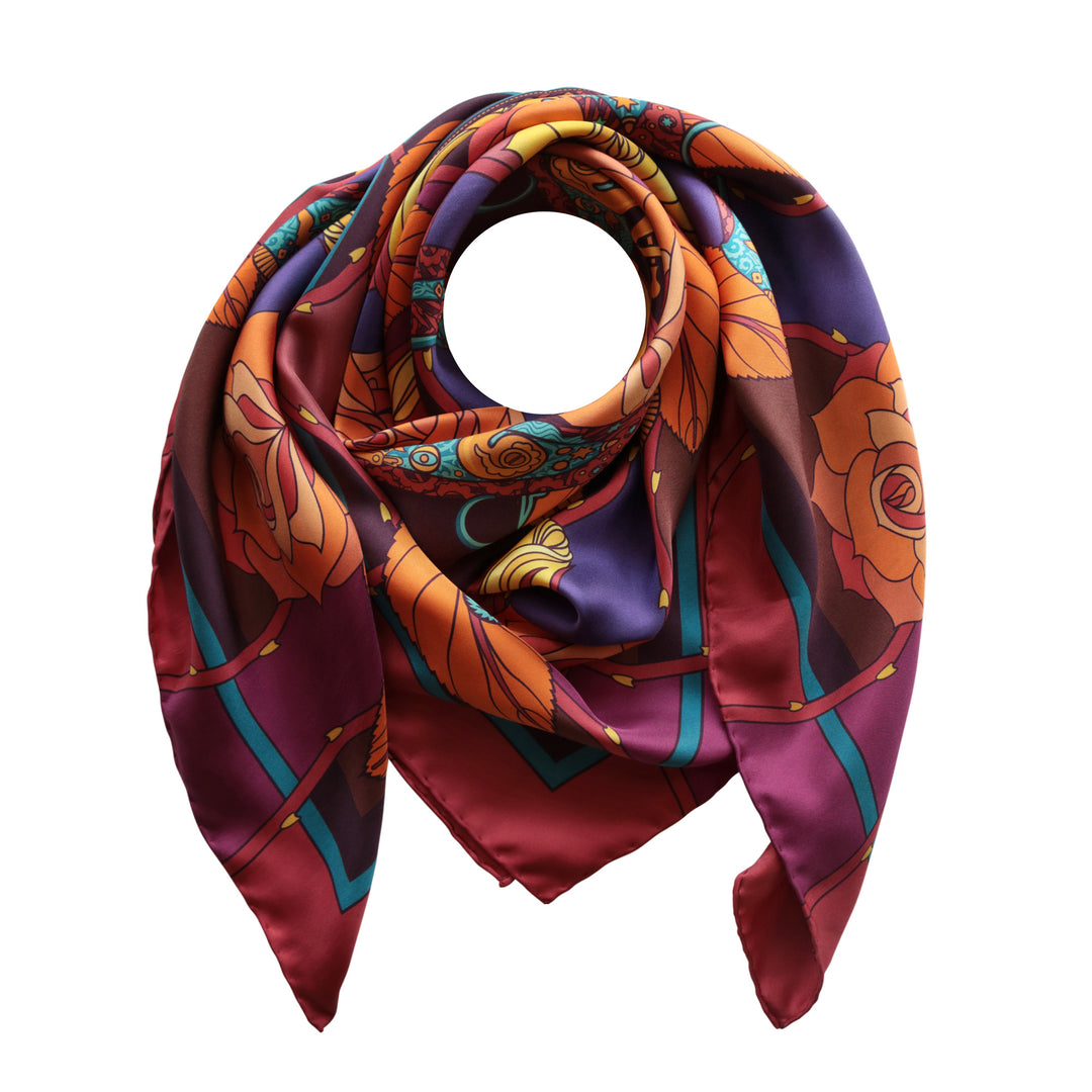Guns and Roses, Ottoman Antique Flintlock, Designer Silk Scarves, Guns Floral Print, Foulard, Luxury Silk Scarf, Silk Square, Luxury Accessories Brand, British Fashion Brand, Made in England