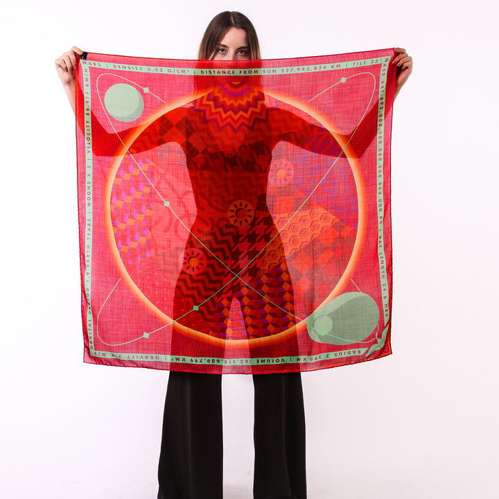 Luxury Merino Wool Scarf UK, Mars, Planet Mars, Gift Ideas Aries, Luxury Gift UK, London, Miami, Science Gifts