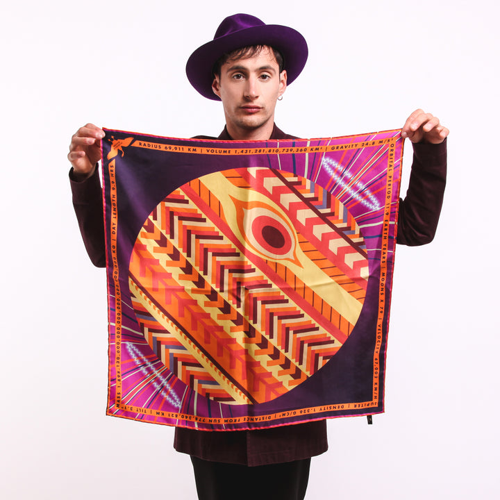 Designer Silk Scarves UK, Jove, Planet Jupiter, Gift Ideas Sagittarius, Luxury Gift UK, London, Paris, Science Gifts