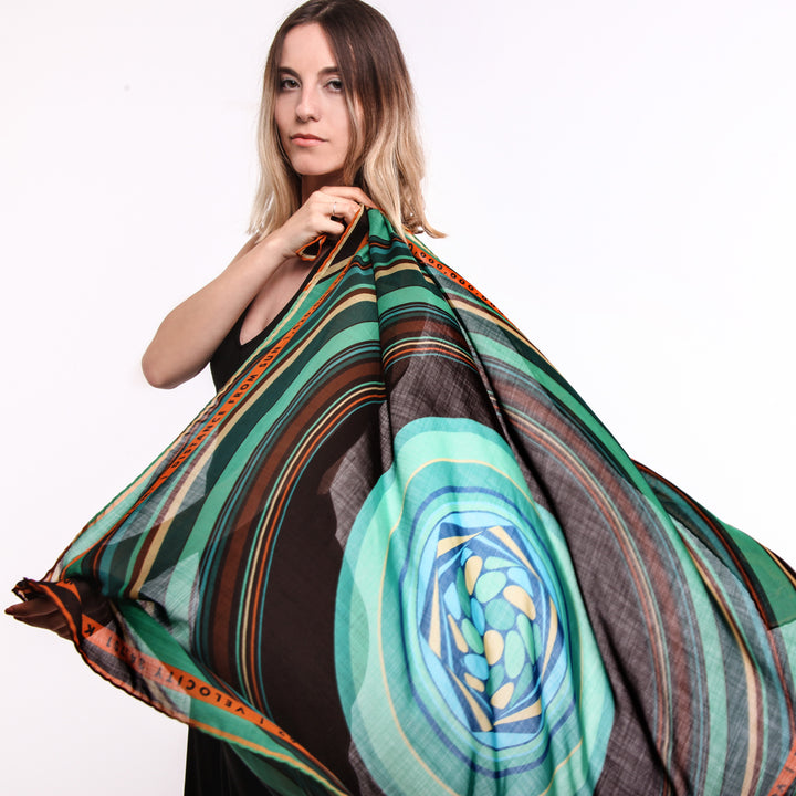 Saturn Scarf, Luxury Gift UK, Capricorn Gifts, Present for Aquarius, Merino Wool, Silk, Made in England, London Scarves