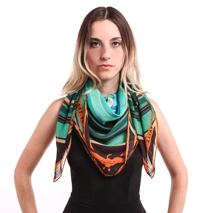 Saturn Scarf, Luxury Gift UK, Capricorn Gifts, Present for Aquarius, Merino Wool, Silk, Made in England, London Scarves