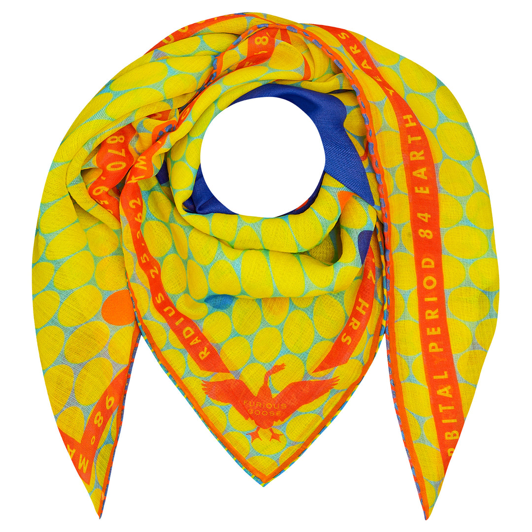 Luxury Scarf UK, Merino Wool, Silk Contemporary, Gift for Aquarius, Science Gifts, Wearable Art, Berlin, New York, London