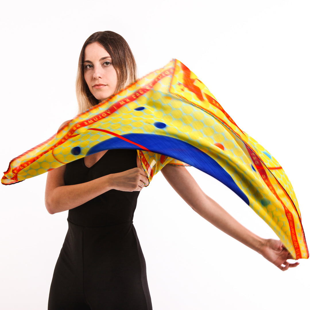 Luxury Scarf UK, Merino Wool, Silk Contemporary, Gift for Aquarius, Science Gifts, Wearable Art, Berlin, New York, London