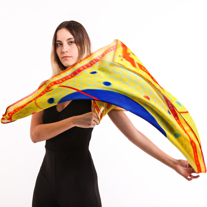 Luxury Scarf UK, Merino Wool, Silk Contemporary, Gift for Aquarius, Science Gifts, Wearable Art, Berlin, New York, London