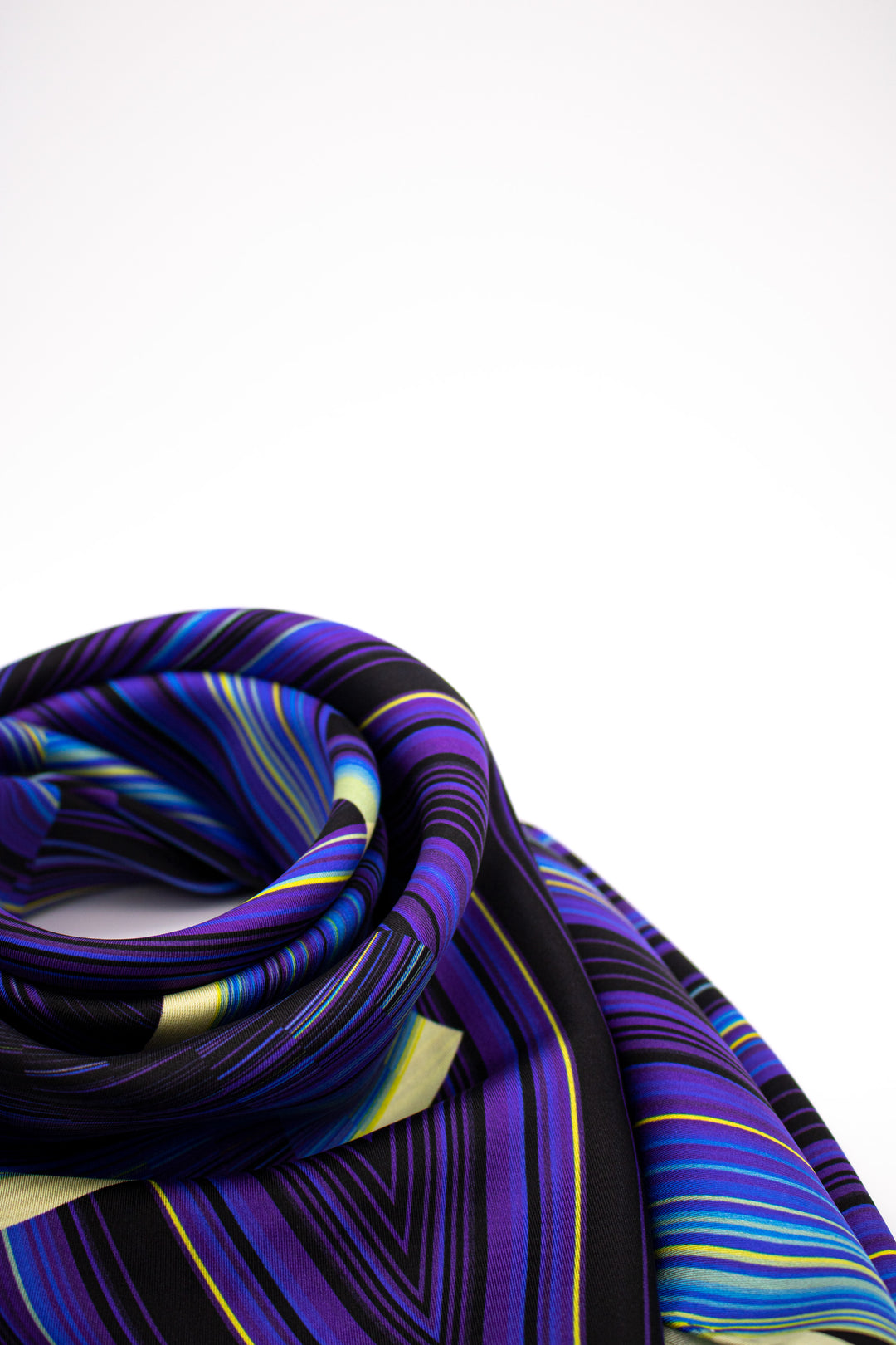 Blue and Yellow Silk Scarf, Luxury Scarves, Rolled Hem, Foulard, Data Visualisation, Wearable Art, Four Seasons