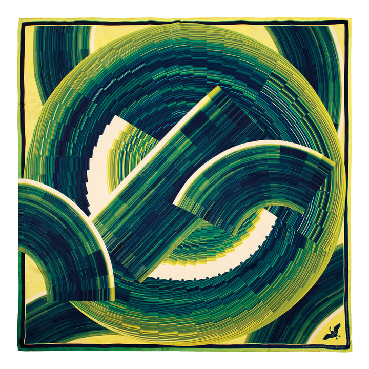 Green silk scarf, Sustainable Fashion, Requiem for Four Seasons, Luxury Scarves UK, Quality Foulards UK, London, Brixton