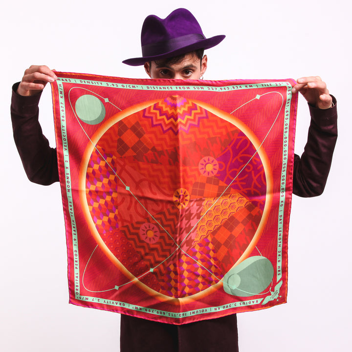 Luxury Merino Wool Scarf UK, Mars, Planet Mars, Gift Ideas Aries, Luxury Gift UK, London, Miami, Science Gifts