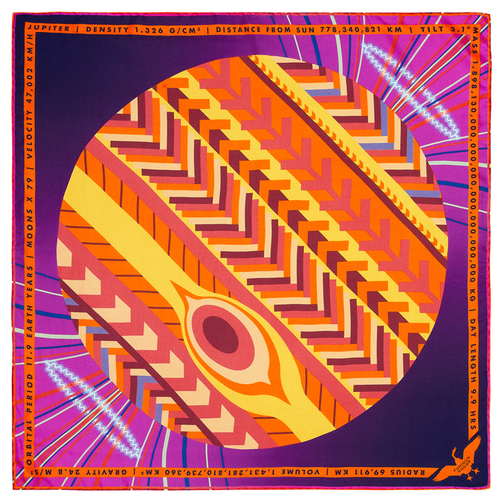 Designer Silk Scarves UK, Jove, Planet Jupiter, Gift Ideas Sagittarius, Luxury Gift UK, London, Paris, Science Gifts