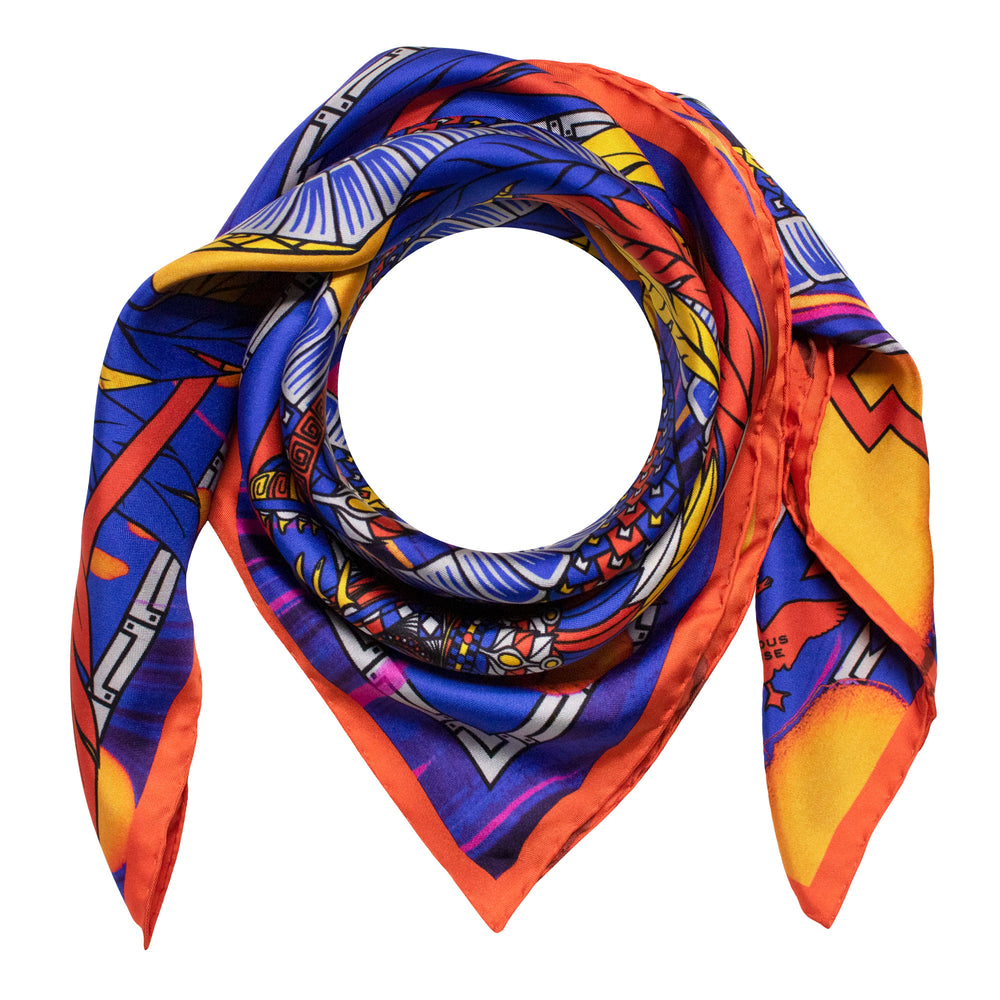 Primary colours, Silk Scarves, Luxury Scarf, Dragons, Quetzalcoatl