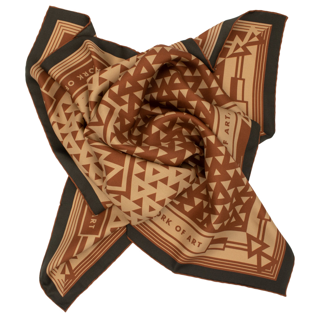 Bronze and Alpine Green Geometric Scarf, Oscar Wilde Quotes, Neckerchief, Bold Accessories, Made in UK, London