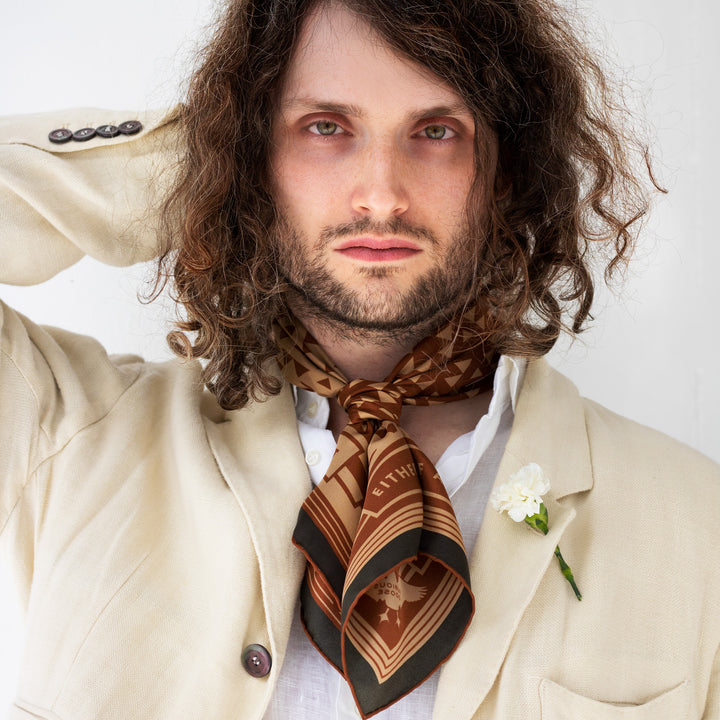 Silk Neckerchief, Luxury Accessories, British Designer Scarves, Made in UK, Oscar Wilde Collection, London, Brighton