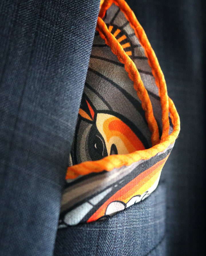 Tattoo pocket squares uk, pocket square, luxury pochette, contemporary silk square, neckerchief, London, Mayfair