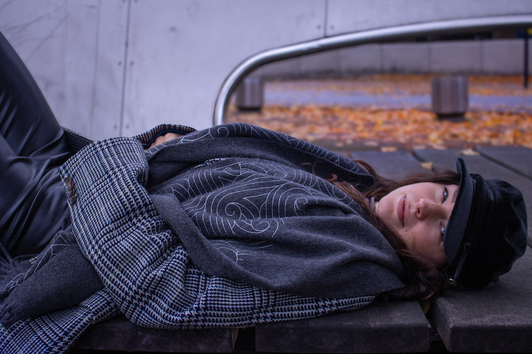 Cashmere Scarf with metallic print