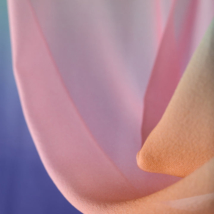 Pink blue silk chiffon scarf – Made in UK, Furious Goose London. Ombre Scarf.