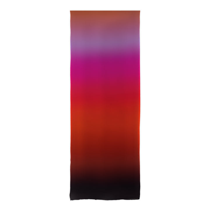 Silk chiffon ombre scarf, Luxury silk scarves, London, Colour block, Red, Black, Pink, Hand rolled hems – Furious Goose