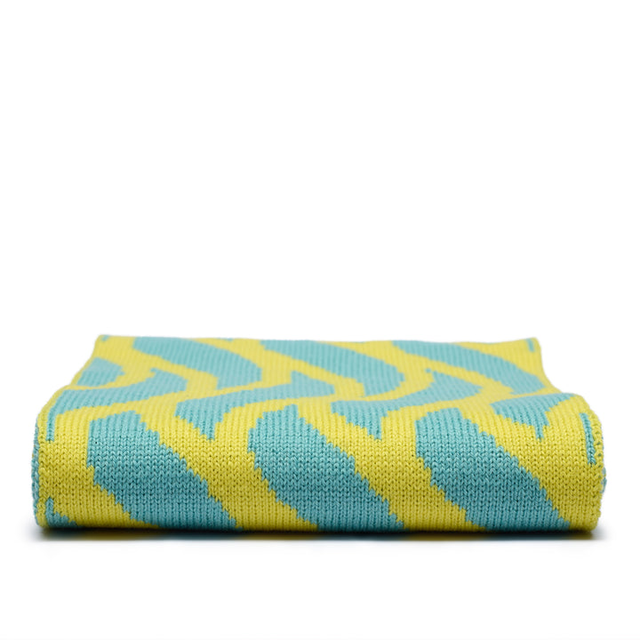 Thames Waves Scarf – Yellow & Turquoise