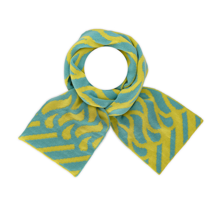 Thames Waves Scarf – Yellow & Turquoise