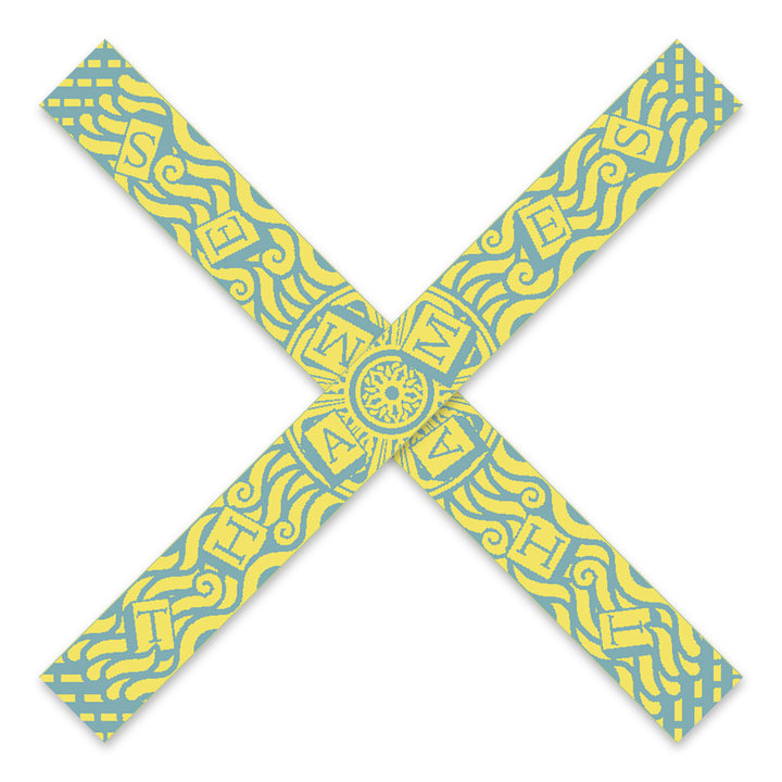 Thames Waves Scarf – Lost Letters, Yellow & Turquoise