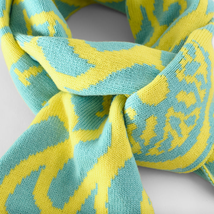 Thames Waves Scarf – Lost Letters, Yellow & Turquoise