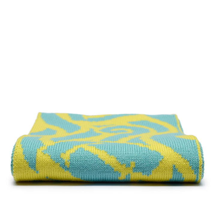 Thames Waves Scarf – Lost Letters, Yellow & Turquoise