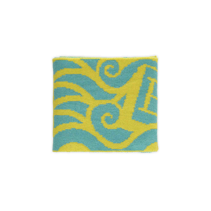 Thames Waves Scarf – Lost Letters, Yellow & Turquoise