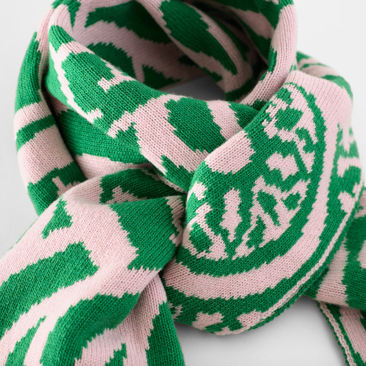 Thames Waves Scarf – Lost Letters, Green & Pink